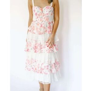 Allison New York Pink and White Floral Midi Dress